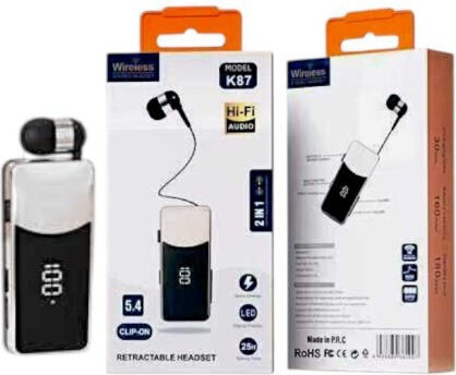 K87 In ear Bluetooth хендсфри Слушалка Сребрист