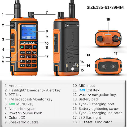 Baofeng BF-UV17 Wireless Transceiver UHF/VHF 8W with Color Screen In Green Color