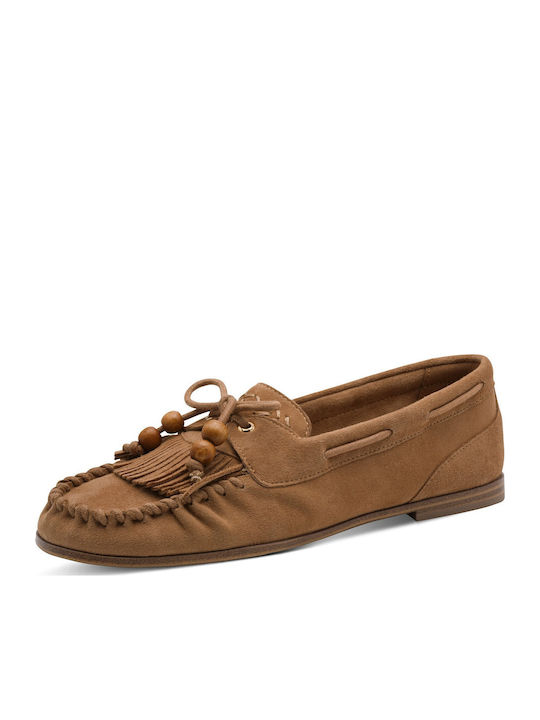 Leather Women's Loafers in Brown Color