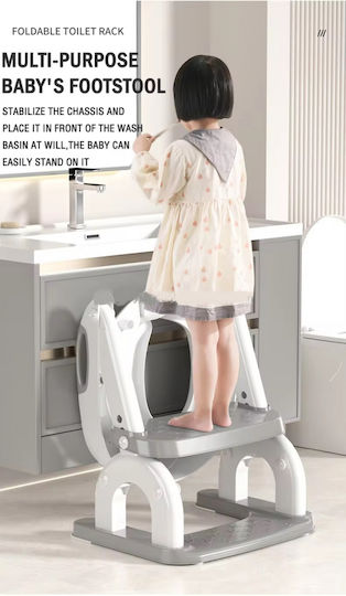 Little Mom Kleinkinder-Toilettensitz BH-1009 Mit Stufe & Griffen Grau