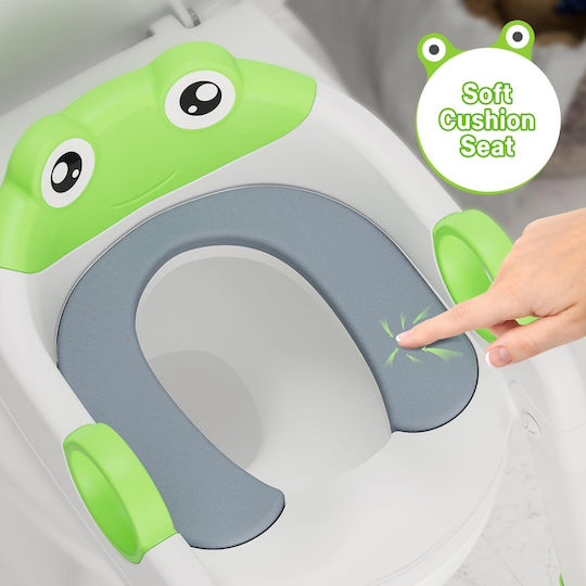 Little Mom Scaun De Toaletă Pentru Copii BH-6841 Verde Cu Treaptă Cu Mânere Și Pernuță