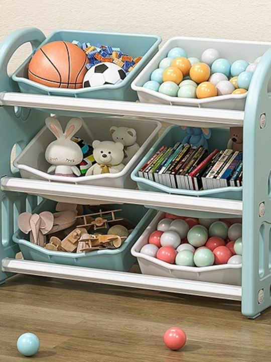 Sistem de Depozitare Jucării din Țesătură Albastru 77x66x32cm 1buc