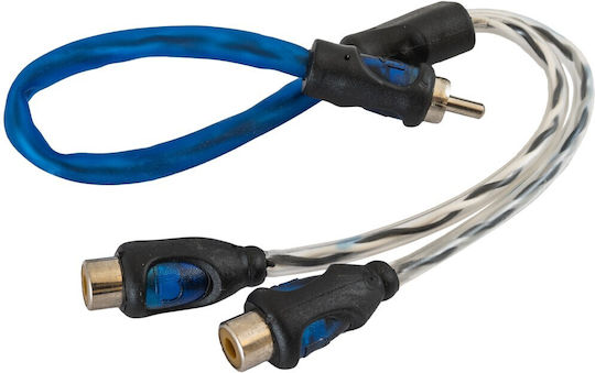 Twisted Rca Cable Y-split 0.3m Ofc 2 Female 1 Male Dual Symmetrical Conductors Auto-connect 720rcayl2f Ζευγος