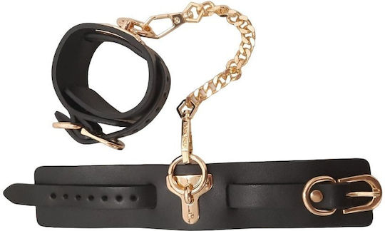 Smd Unter Kontrolle Premium Leather Chain Handcuffs BDSM Leather Handcuffs Chain Black And Gold