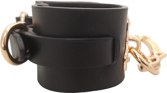 Smd Unter Kontrolle Premium Leather Chain Handcuffs BDSM Leather Handcuffs Chain Black And Gold