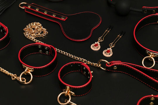 Smd Autorite Totale – Premium BDSM Bondage & Restraint Set 8 Accessories Complete BDSM Set 8 Accessories Black Red Gold