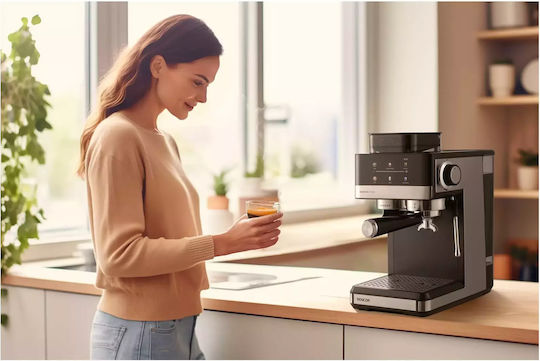 Sencor Automatische Espressomaschine Eingebaut 1350W Druck 20bar mit Mahlwerk Gray SES 5000SS