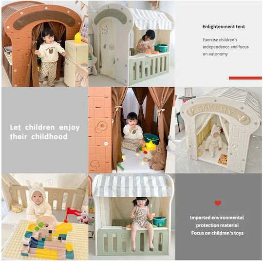 Căsuță De Joacă Pentru Copii Multifuncțională De Culoare Cafenie 115x92x98cm