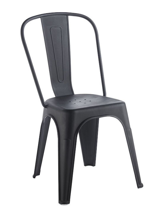 Outdoor-Stuhl Polypropylen Relix Black Velvet-Black Metal 47x47x86εκ.