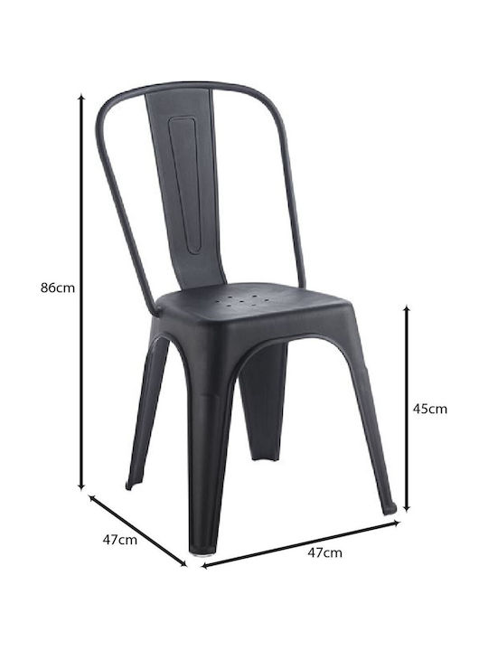 Outdoor-Stuhl Polypropylen Relix Black Velvet-Black Metal 47x47x86εκ.