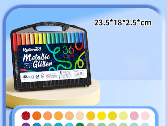 Μεταλλικοί Μαρκαδόροι Ζωγραφικής με Glitter, Επαγγελματικοί Σετ 36 χρώματα