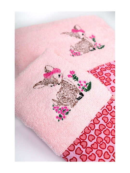 Dimcol Σετ Βρεφικές Πετσέτες 2τμχ Deer Pink Βάρους 400gr/m²
