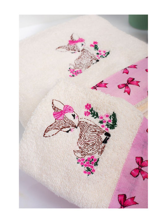 Dimcol Set de prosoape pentru copii 2pcs Deer Ecru-pink De greutate 400gr/m²
