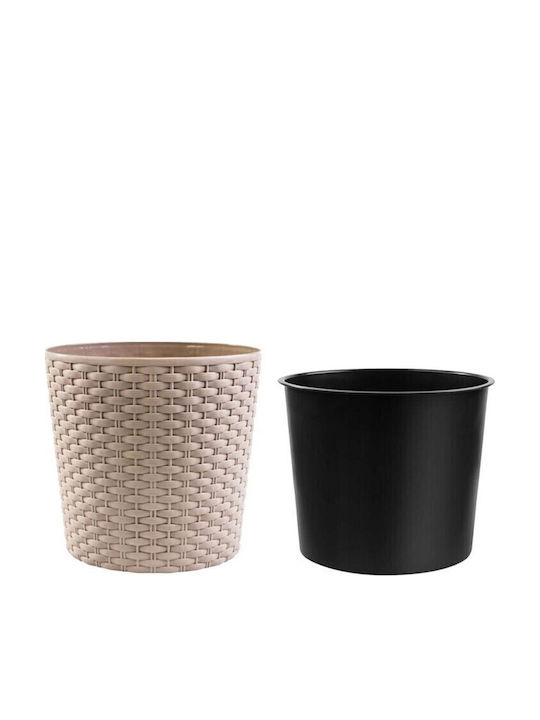 Prosperplast Flower Ghiveci Rattan Maro 31x31εκ.