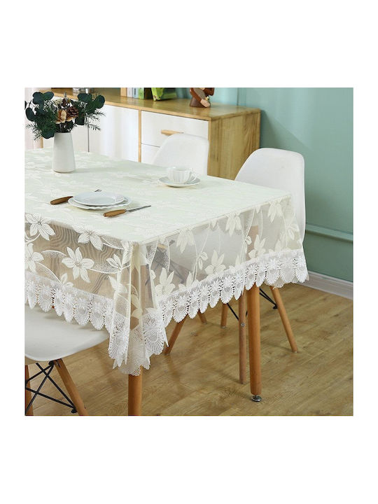 Τραπεζομάντηλο με Δαντέλα Beige 130x180εκ.