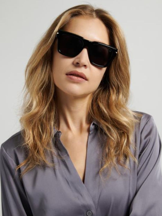 Victoria Beckham Unisex Sonnenbrillen mit Schwarzem Horn umrandetem Rahmen und schwarzen Gläsern