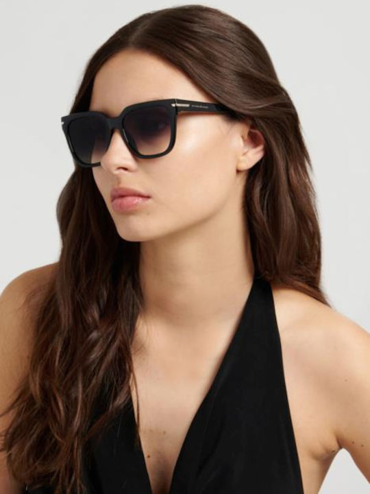 Victoria Beckham Unisex Sonnenbrillen mit Schwarzem Horn umrandetem Rahmen und schwarzen Gläsern