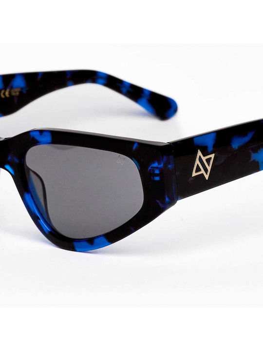 AV Sunglasses Melania Unisex Sunglasses with Brown Horn-Rimmed Frame and Gray Lenses 122-MELANIA Blue