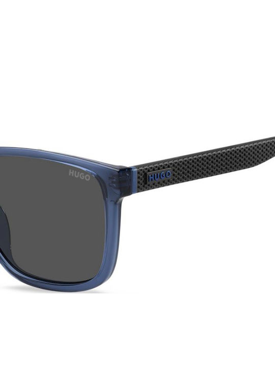 Boss Unisex Sunglasses with Blue Horn-Rimmed Frame and Blue Lens HG 1391 G