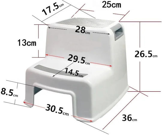 Scăunel Două Trepte Wc Booster Little Mom Gri Multifuncțional Toaletă Baie Bucătărie Scăunel Treaptă Suport Ergonomic Mânere Stabil Bază Antiderapantă Dimensiune 36 X 30.5 X 26.5 Cm