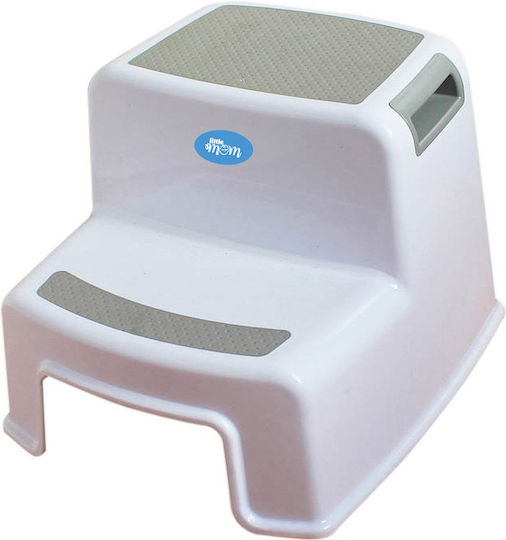Scăunel Două Trepte Wc Booster Little Mom Gri Multifuncțional Toaletă Baie Bucătărie Scăunel Treaptă Suport Ergonomic Mânere Stabil Bază Antiderapantă Dimensiune 36 X 30.5 X 26.5 Cm