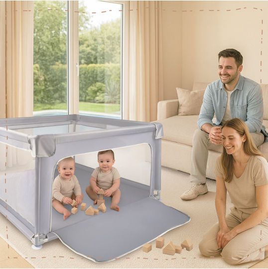MalPlay Παρκοκρέβατο με Στρώμα Γκρι 120x120cm
