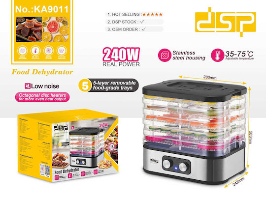 DSP Food Dehydrator with 5 Shelves and Adjustable Temperature 35-75°C