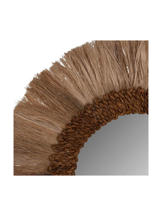 Freebox Wall Mirror with Brown Frame Diameter 60cm 1pcs