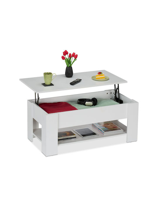 Masa Centrală Rectangulară Din Lemn Cu Mecanism De Ridicare Neagră L98xL73xÎ55cm