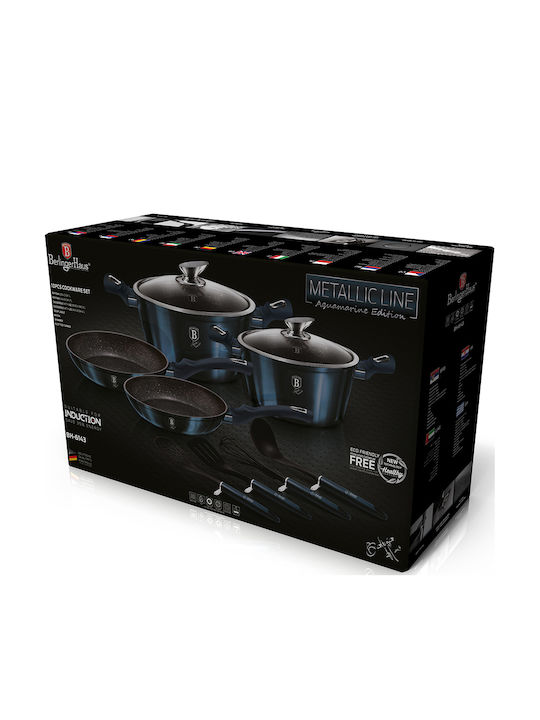 Berlinger Haus Metallic Line Cookware Set Made of Aluminum Aquamarine Collection with Stone Coating 4 Pieces