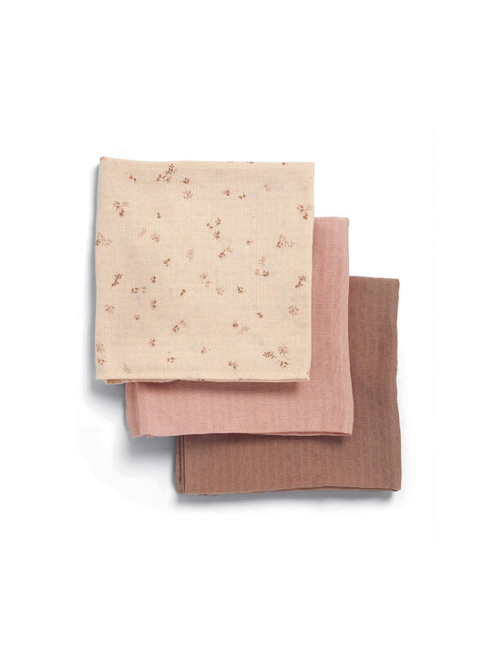 Mamas & Papas Musselin-Kuscheldecken Rosa 90x90cm. 3Stück