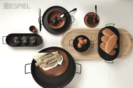 Espiel Metal Rotund Tavă de Servire cu Mânere în Culoare Negru 46x38x6.5cm TEM102 1buc