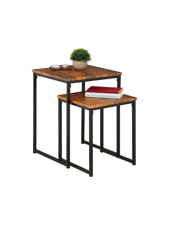 Masă Laterală Pătrată Din Lemn Multicolor 2 Buc M50xL60cm