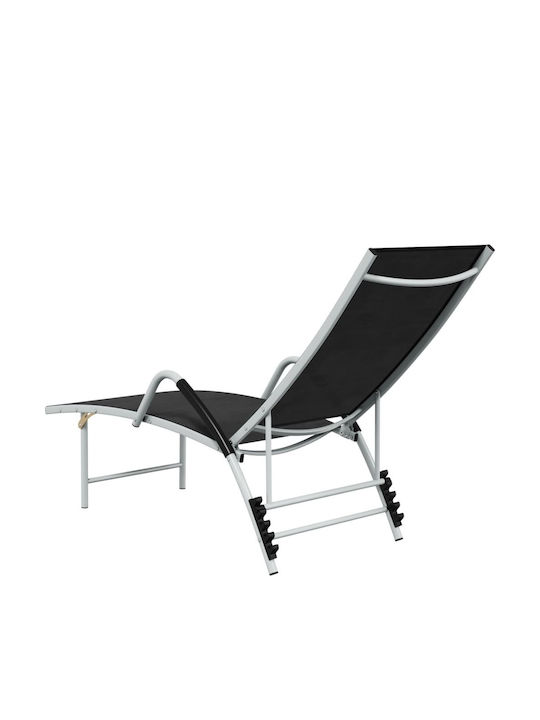 Deckchair Aluminum with Textilene Fabric Black 170x60.5x69cm.