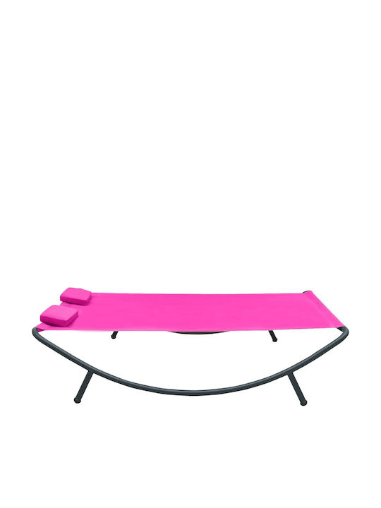 Liegestuhl-Bett Doppel Aluminium mit Textilene-Stoff Pink 200x173x45cm.