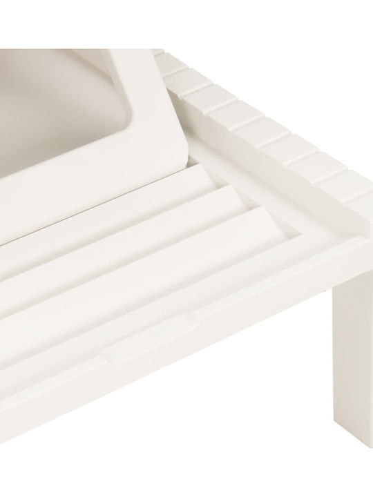 Șezlong Plastic Cu Pernă Albă 195x65x32cm