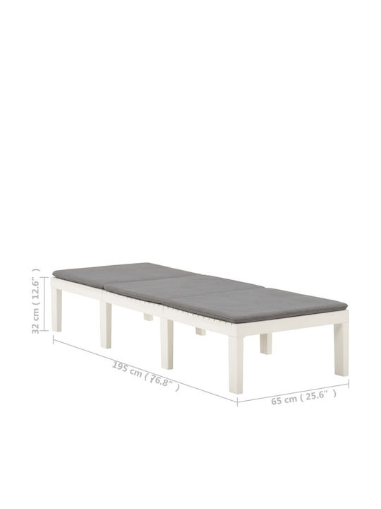 Șezlong Plastic Cu Pernă Albă 195x65x32cm