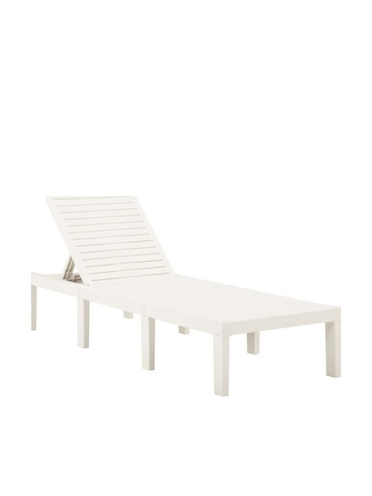 Șezlong Plastic Cu Pernă Albă 195x65x32cm