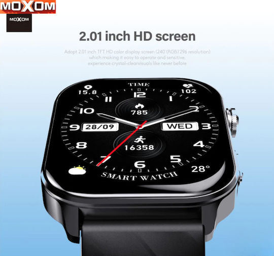 Moxom Mx-wh25 Smartwatch 2.01” Calls GPS 100+ Sport Modes Waterproof 10m & Health Tracker Black