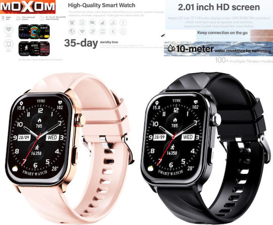 Moxom Mx-wh25 Smartwatch 2.01” Calls GPS 100+ Sport Modes Waterproof 10m & Health Tracker Pink
