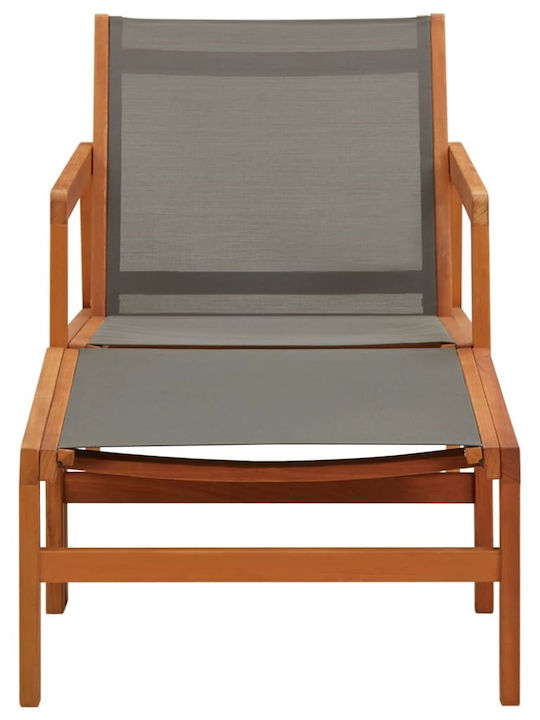 Deckchair Wooden with Textilene Fabric Gray 133x60x77.5cm.