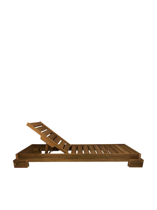 Deckchair Wooden Beige 200x68x14cm.