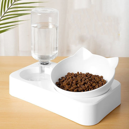 Automatic PVC Bowl Food & Water for Cat 25cm in White Color