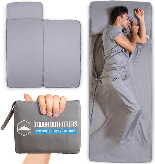 Tough Outfitters Travel Tip Foaie Sac De Dormit Ultra-ușoară Bumbac 94 X 216 Cm 1 Persoană Fermoar Gri