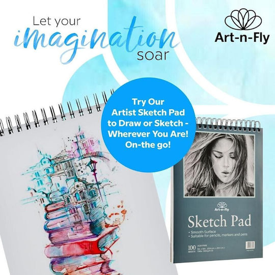 Art-n-fly Caiet de Schițe 100 Foi A4 22.9 X 30.5 Cm 100 G/m² Spiralat Hârtie Albă