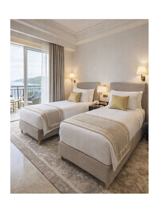 Texas Double Bed Upholstered with Grey Fabric for 170x200cm Mattress
