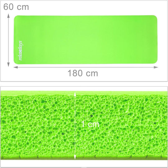 Relaxdays Relaxdays Pilates Exercise Mat Green Thickness 1cm