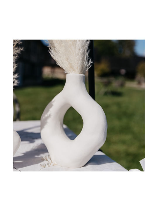 Beauty Home Decorative Glass Vase Sonora White 17x19.5cm