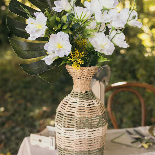 Beauty Home Βάζο Γυάλινο Eden Μπεζ 15x15xΥ36cm