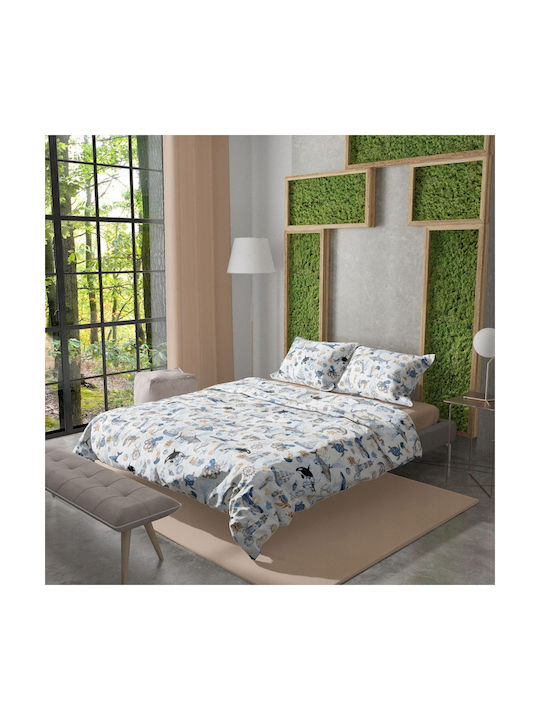 BabyMam Conținut set Husă de pilotă pentru copii Single cu față de pernă Bumbac Blue Ocean 140x200cm